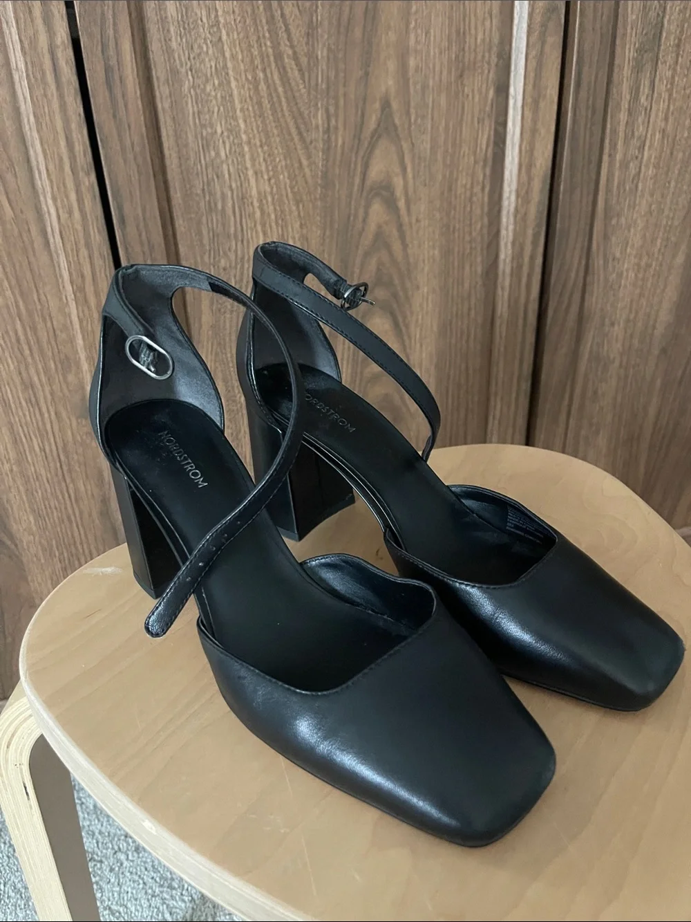 Nordstrom black square toe heels